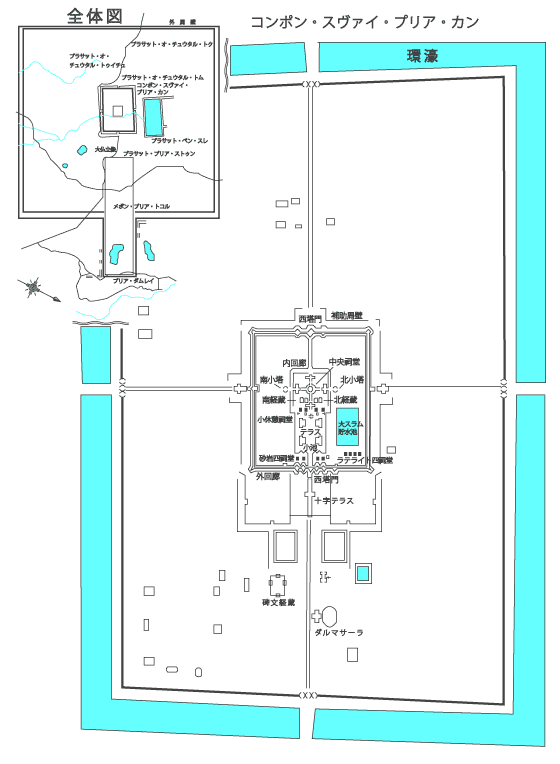 大プリア・カン遺跡群(プリア・カン・コンポン・スヴァイ)地図