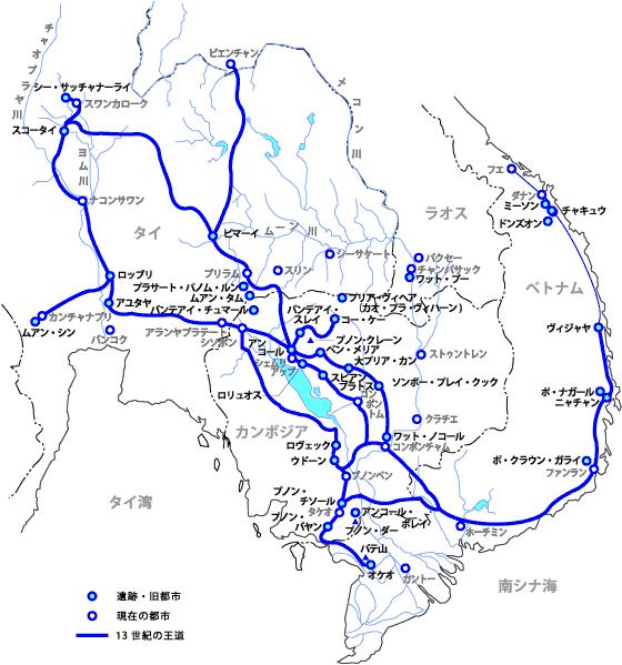 クメール遺跡地図